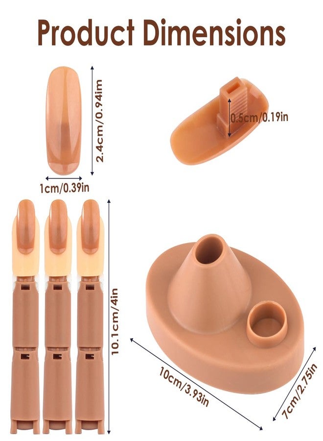 BORNBYME Acrylic Nail Practice Finger Kit, BORNBYME Acrylic Nail Training with 1 Base Stand, 3 Adjustable Fake Fingers, 100 Brown Nail Tips, Movable Training Nail Practice for Nail Beginner… - Image 5
